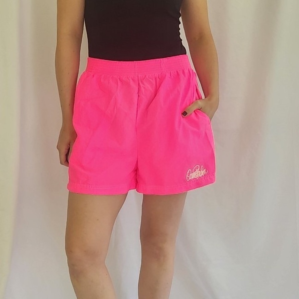 90s OP Hot Pink Nylon Running Shorts